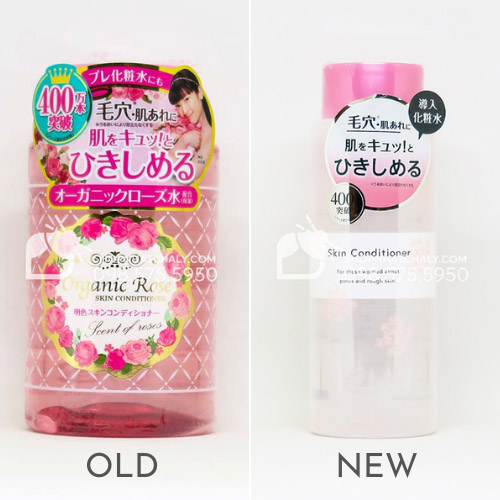 Nước hoa hồng Organic Rose Meishoku Nhật mẫu mới nhất (phải)