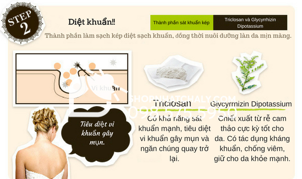 Bước 2: Xà bông For Back Nhật với thành phần diệt viêm khuẩn tốt đánh thẳng vào ổ mụn, tiêu diệt chúng nhanh gọn