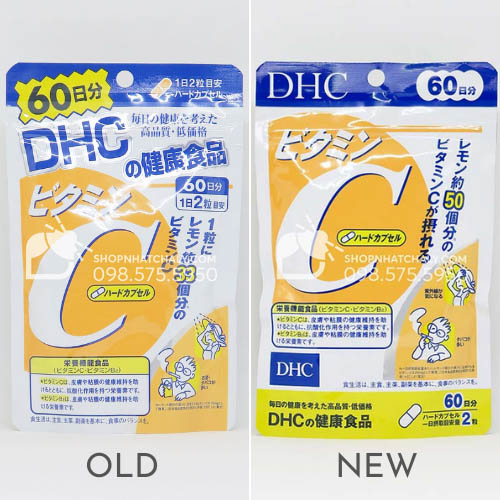 Viên uống vitamin C DHC Nhật mẫu mới nhất (phải)