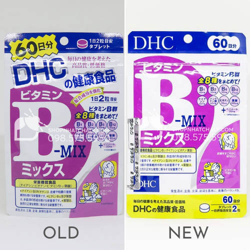 Viên uống vitamin nhóm B DHC Nhật Bản mẫu mới nhất (phải)