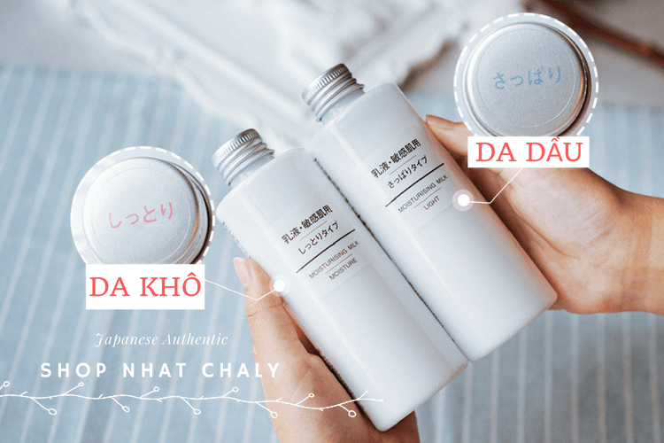 Muji moisturising milk có 2 dòng light và moisture để lựa chọn