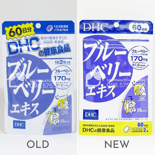 Viên việt quất blueberry DHC mẫu mới nhất (phải)