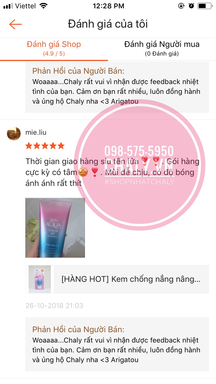 Review kem chống nắng skin aqua của nhật trên shopee Chaly