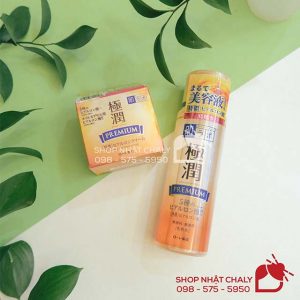 Bộ cấp ẩm chuyên sâu Hada Labo Premium màu vàng