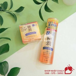 Bộ cấp ẩm chuyên sâu Hada Labo Premium màu vàng