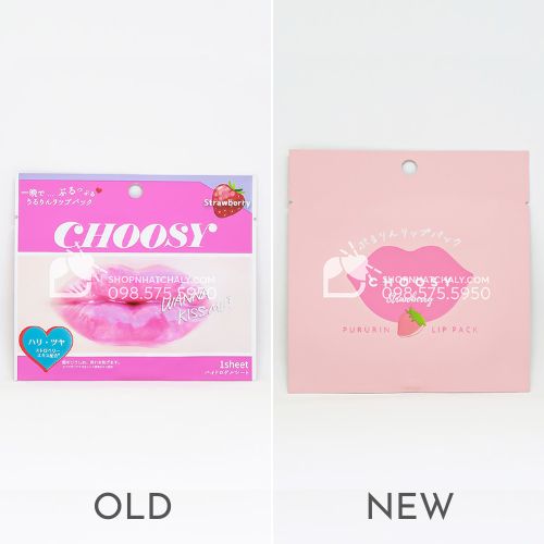 Mặt nạ dưỡng môi hồng Choosy Lip Pack hương Dâu Tây Strawberry mẫu mới nhất (phải)