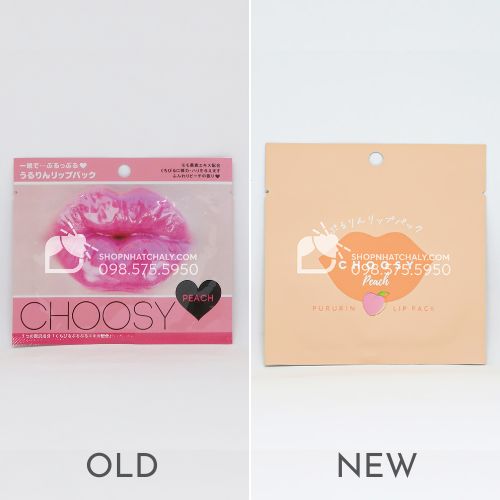 Mặt nạ dưỡng môi hồng Choosy Lip Pack hương đào Peach mẫu mới nhất (phải)