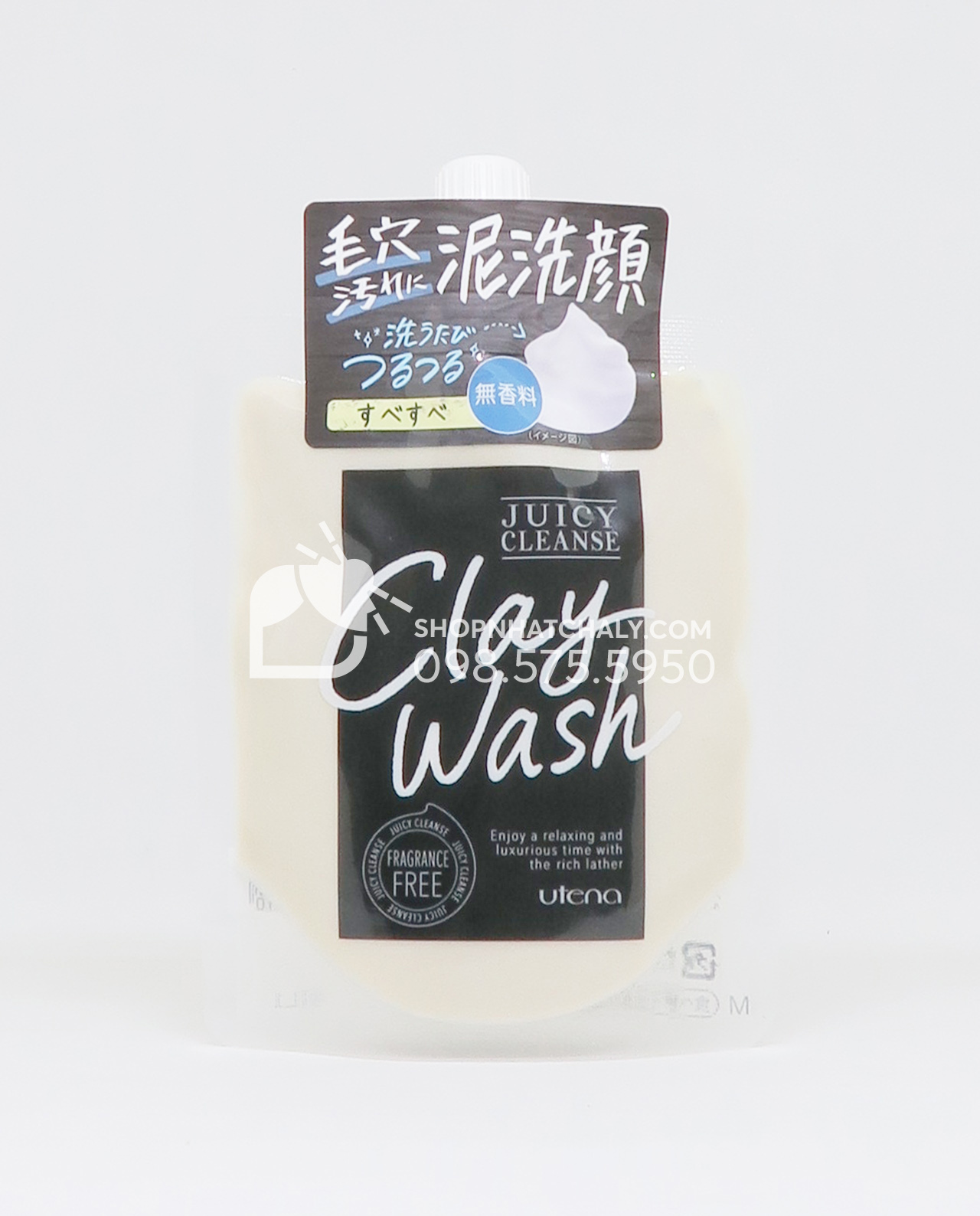 Sữa rửa mặt đất sét Utena Juicy Cleanse Clay Wash - Fragrance Free