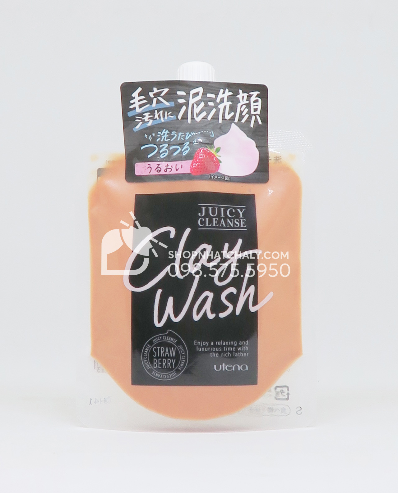 Sữa rửa mặt đất sét Utena Juicy Cleanse Clay Wash - Strawberry