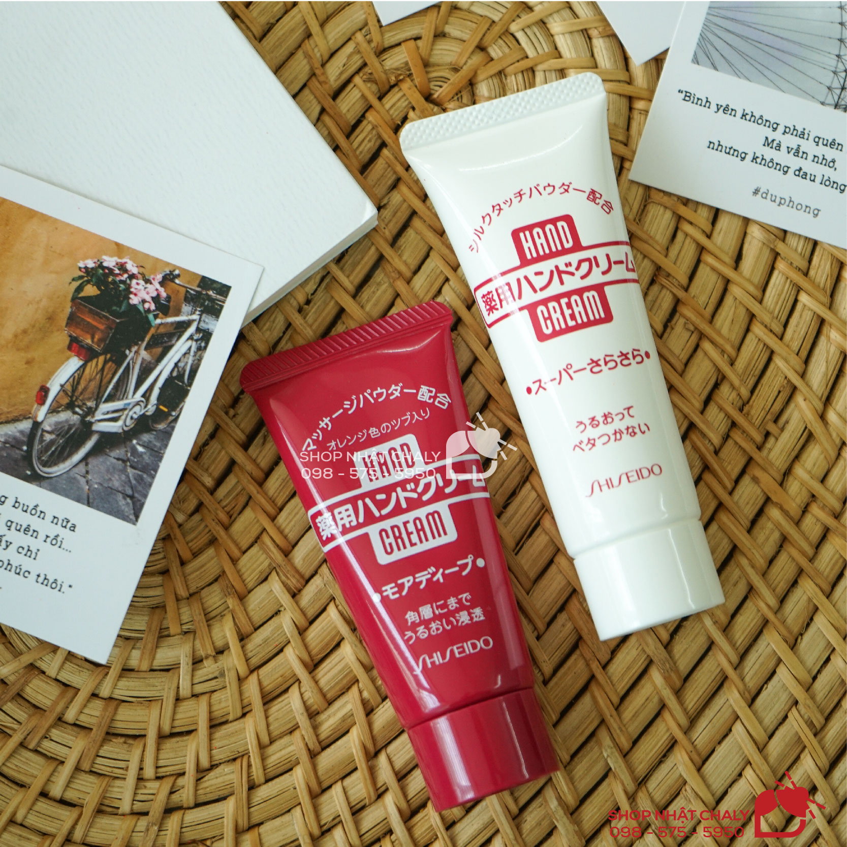2 loại kem tay Nhật Shiseido màu đỏ và trắng nội địa Nhật