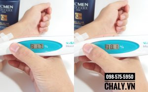 Thử nghiệm bằng máy đo độ ẩm trên da cho kết quả độ ẩm tốt hơn hẳn khi da được dưỡng bằng kem dưỡng da chống lão hoá toàn thân dhc nam giới