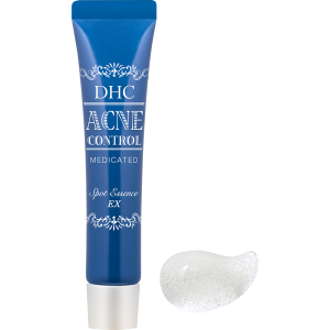 Texture của tinh chất Nhật Bản cho da mụn DHC acne control medicated spots essence ex dạng serum sệt màu trắng đục, dễ dàng tán đều trên da