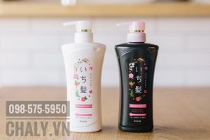 Set gội xả Ichikami màu trắng đen của Kracie Nhật chuyên cho tóc xơ gãy cần phục hồi gồm 2 chai: dầu gội màu trắng và dầu xả màu đen