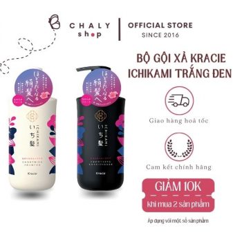 Bộ dầu gội xả Ichikami Kracie Nhật Bản trắng đen Smooth Hair phục hồi tóc hư tổn