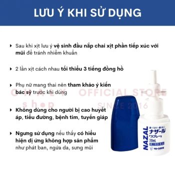Xịt mũi Nazal 30ml Nhật cải thiện viêm xoang, sổ mũi 175k | Shop Nhật Chaly