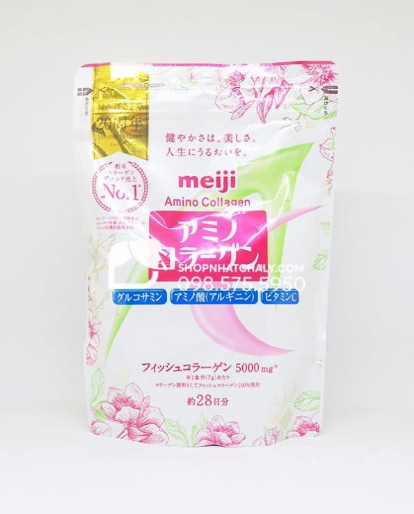 Bot Collagen Meiji Amino Collagen 196g Nhat Ban mau moi 2022