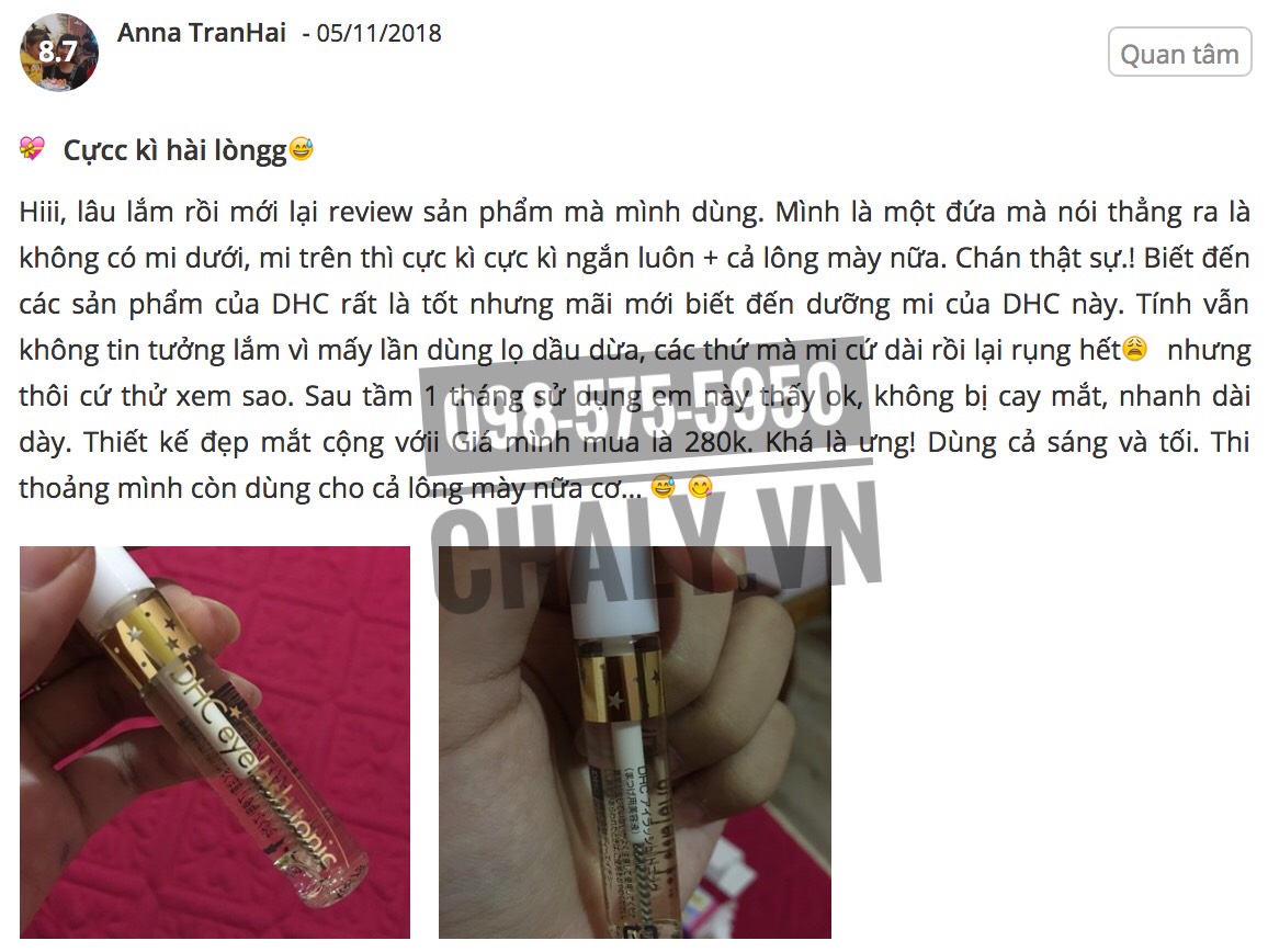 Dưỡng mi DHC 3 in 1 eyelash serum review: Mình thuộc loại không có mi dưới, mi trên cực ngắn, lông mày cũng chả có. Thế mà dùng ưng lắm