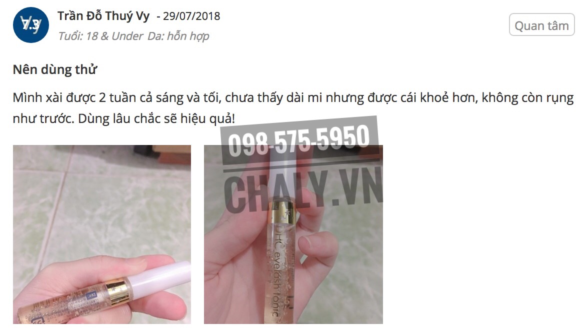 Review dưỡng mi dhc webtretho: Chưa thấy mi dài ra sau 2 tuần nhưng giảm rụng hẳn. Ráng thêm chắc sẽ hiệu quả dài mi