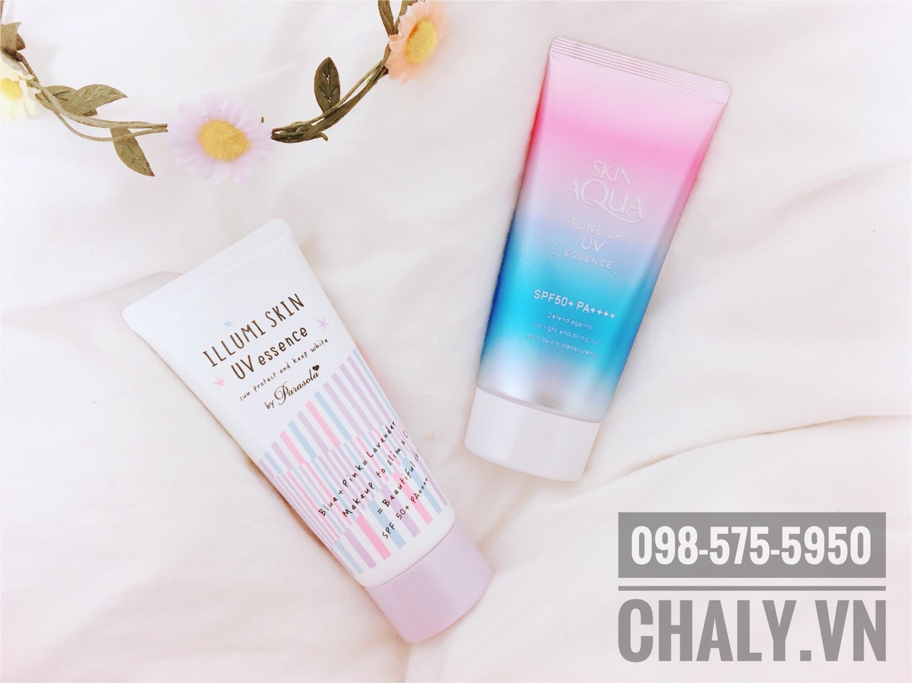 Kem chống nắng Parasola Illumi Skin bên trái phù hợp da thường tới khô. Còn Skin Aqua UV bên phải phù hợp da dầu