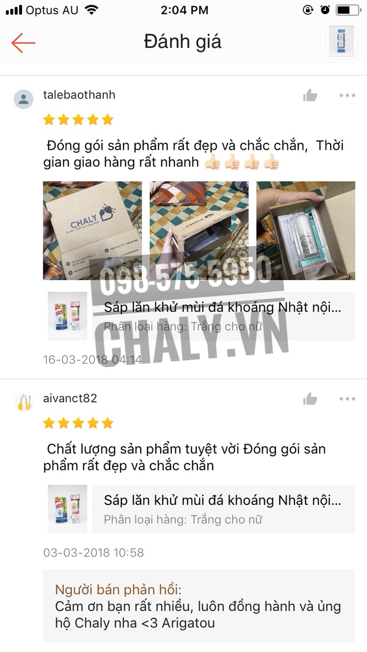 Review sản phẩm lăn khử mùi ngăn tiết mồ hôi Soft Stone và đóng gói của Chaly trên shopee