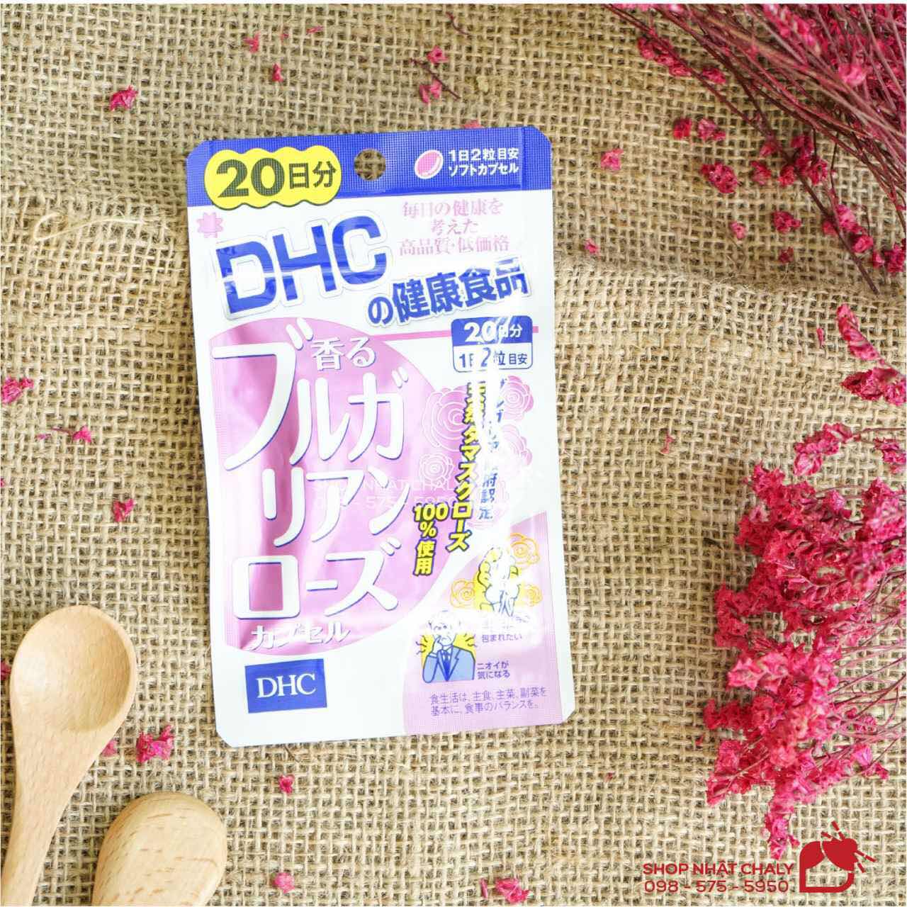 Viên uống thơm cơ thể DHC tinh dầu hoa hồng của Nhật có 2 size 40 viên (20 ngày) và 60 viên (30 ngày)