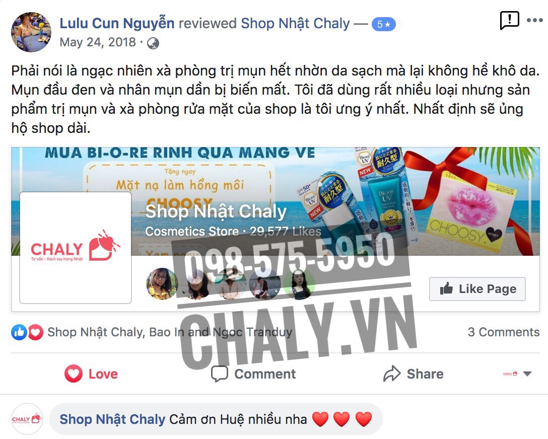 Review xà phòng rửa mặt trị mụn của Nhật thành phần than hoạt tính và bùn khoáng trên facebook Shop Nhật Chaly