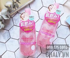 Xịt khoáng Hadanomy collagen mist Nhật Bản của hãng Sana có dung tích lớn 250ml, dùng được lâu. Đây là xịt khoáng collagen độc đáo, có khả năng chống lão hoá, giảm nếp nhăn tốt