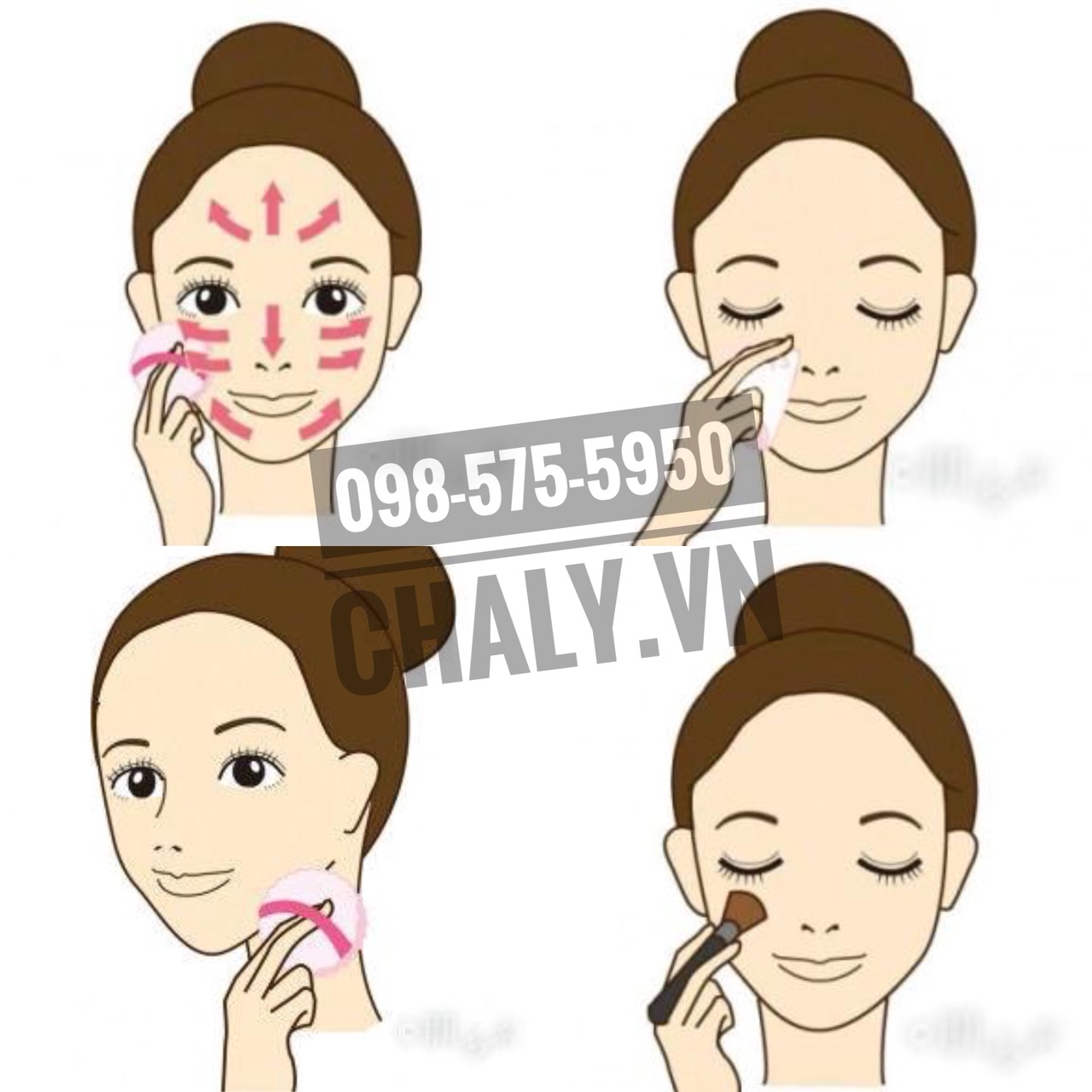 Cách sử dụng bông phấn của Nhật