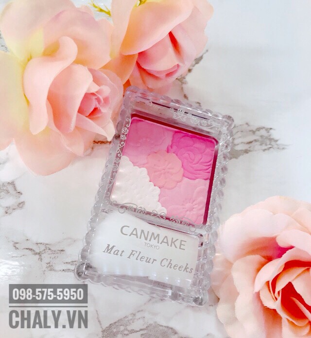 Phấn má Canmake mat fleur cheeks màu 01 apricot hồng cam cực hot