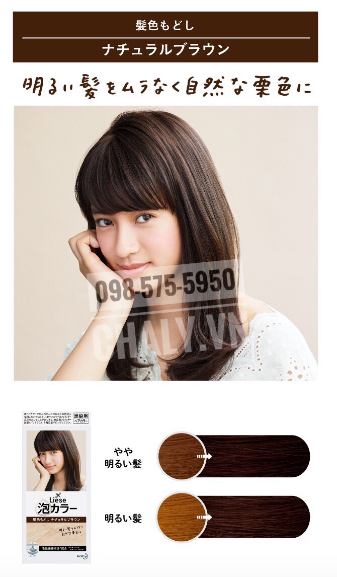 Preview kết quả lên màu của thuốc tẩy tóc tại nhà Liese Prettia màu nâu