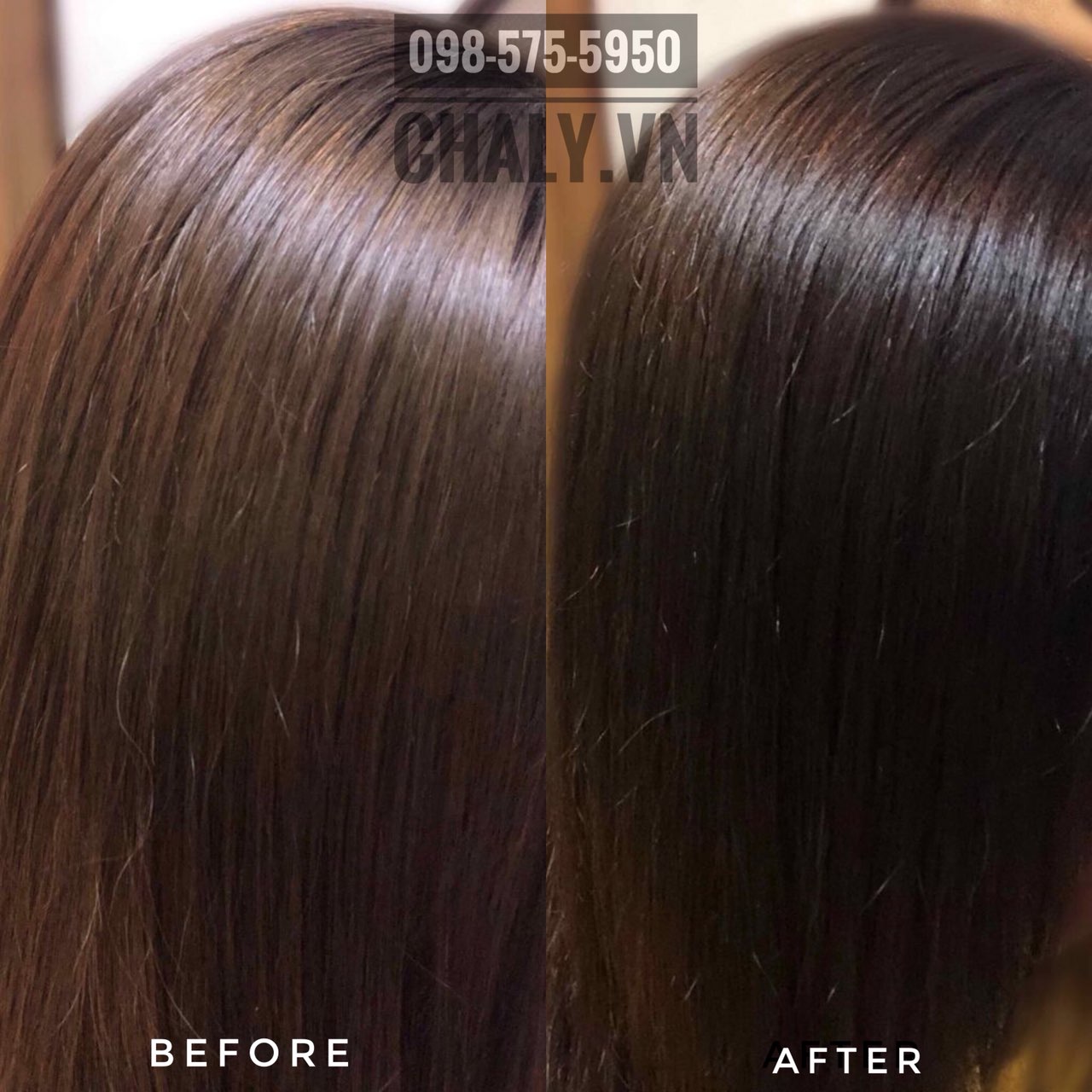 Sau khi sử dụng tẩy tóc tại nhà Liese bằng tone nâu tự nhiên thì mái tóc sẫm màu hơn và bớt ánh vàng hoe ban đầu