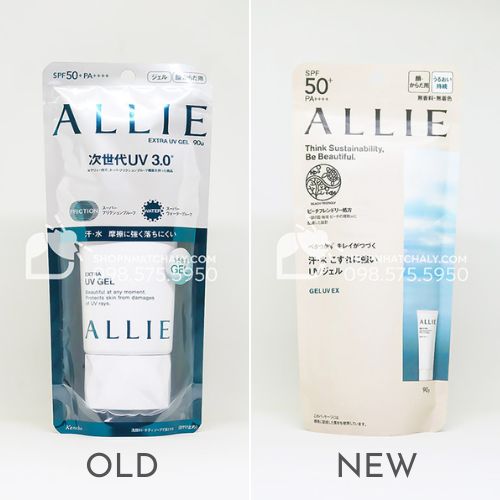 Kem chống nắng Allie Extra UV Gel mẫu mới nhất (phải)
