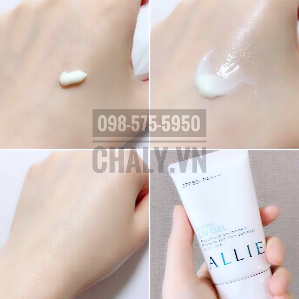 Kem chống nắng kanebo có tốt không? Cận cảnh texture gel mịn mượt như sữa chua của kem chống nắng Allie 90g Nhật. Khi thoa xong vô cùng mịn màng, thẩm thấu hết và không hề nhờn dính