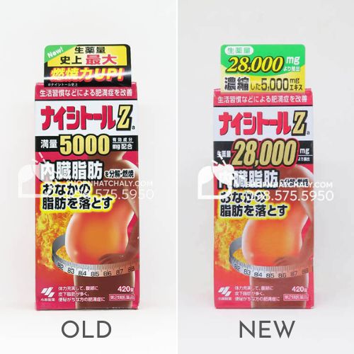 Viên uống giảm mỡ bụng Kobayashi Naishitoru Z 5000mg 420 viên mẫu mới nhất (phải)