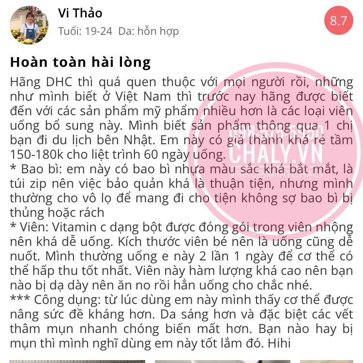 Mình hoàn toàn hài lòng với viên uống vitamin c nhật dhc