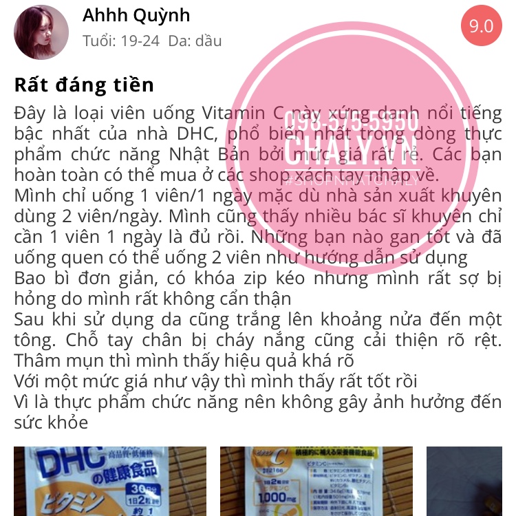 Review viên uống vitamin c dhc của nhật trên sheis