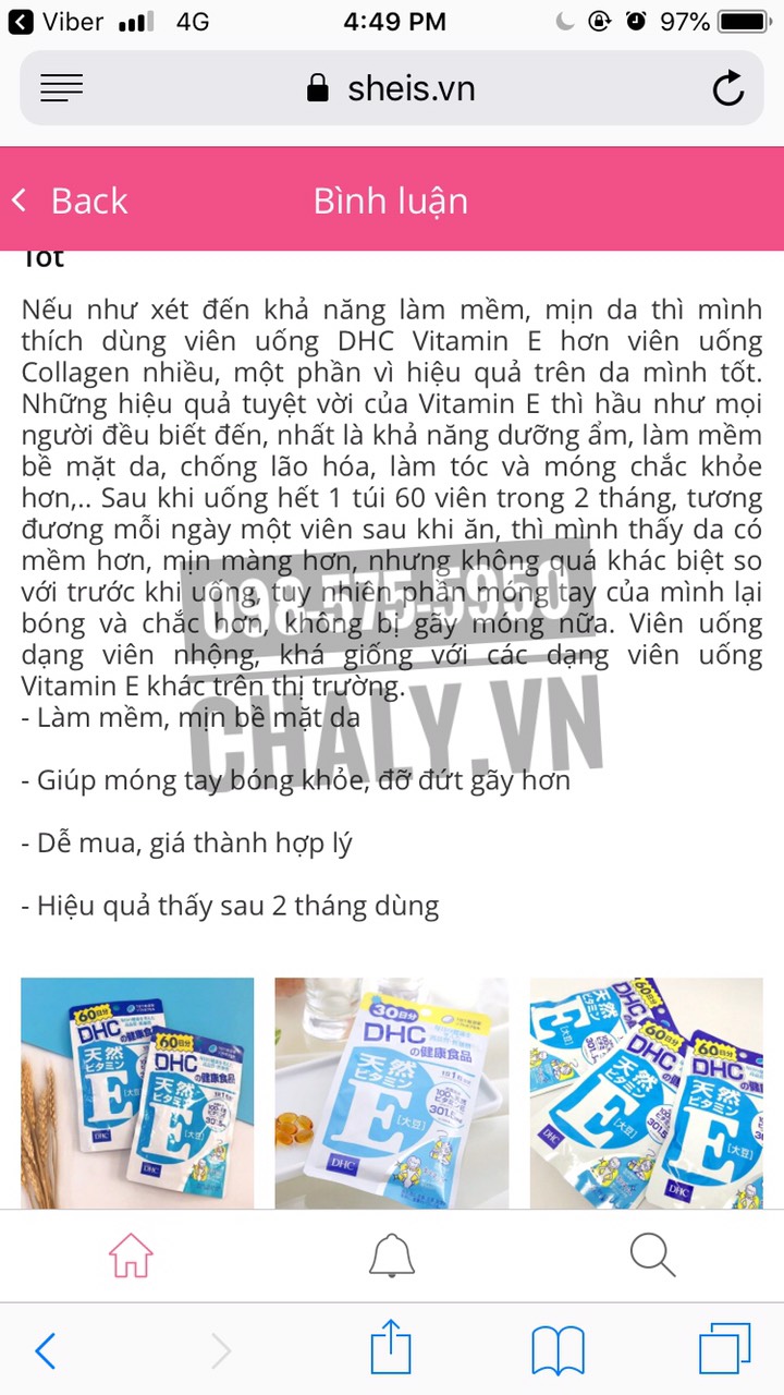 Viên uống vitamin e nhật bản giá hợp lý, dùng trong 2 tháng cảm nhận rõ được hiệu quả tới da và móng tay