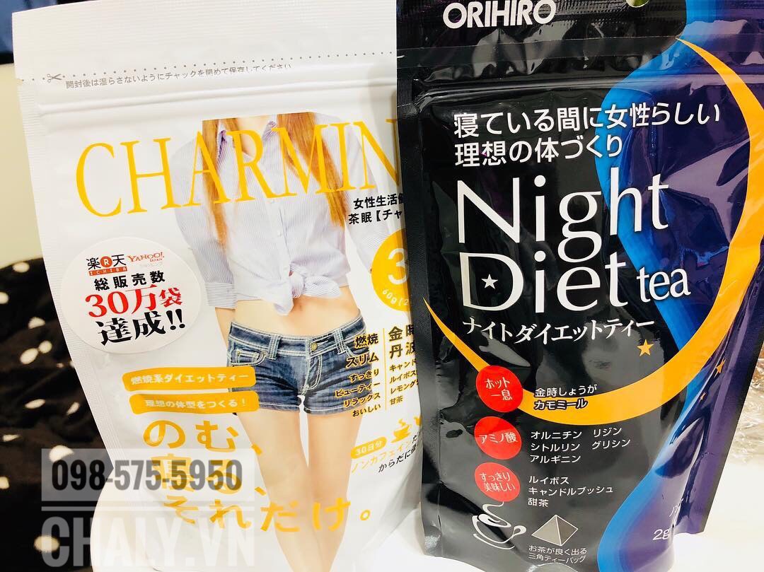 Mình review trà giảm cân orihiro night diet tea cao ở điểm thành phần không caffein nên không hại sức khoẻ khi dùng ban đêm
