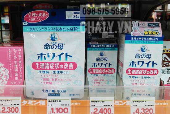 Viên thuốc điều hoà nội tiết tố nữ giới Kobayashi Nhật Inochi no Haha white trên kệ siêu thị Nhật