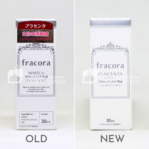 Serum nhau thai Fracora White Placenta Extract Enrich Nhật mẫu mới nhất (phải)