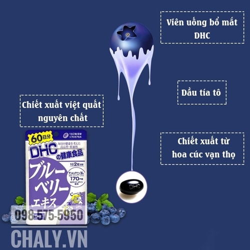 Viên việt quất DHC của Nhật không chỉ chứa tinh chất việt quất blueberry mà còn hàng loạt thành phần tốt cho tế bào mắt