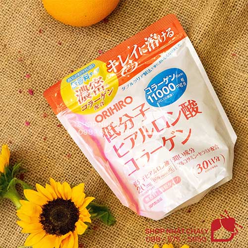 Bột collagen của Orihiro Nhật 11000mg hyaluronic acid mẫu mới là sản phẩm hot tại Nhật, được chị em tuổi 35 trở lên vô cùng yêu thích