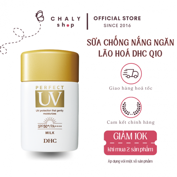 Sữa chống nắng chống lão hoá DHC Waterproof Suncut Perfect Q10 Milk SPF50+ Nhật Sữa chống nắng chống lão hoá DHC Waterproof Suncut Perfect Q10 Milk SPF50+ Nhật