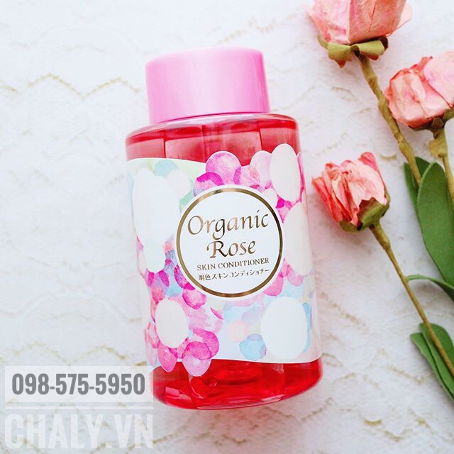 Ví dụ một mẫu thiết kế limited của chai Organic Rose skin conditioner Nhật 200ml