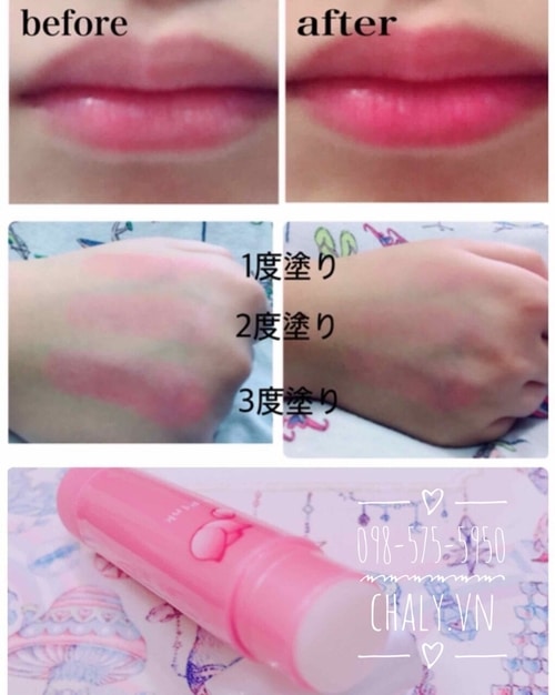 Màu son dưỡng chống nắng hồng môi Omi Nhật rất dễ thương, có thể điều chỉnh màu đậm nhạt tuỳ ý