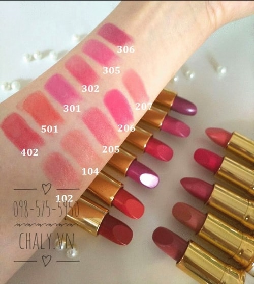 Swatch 11 màu son khác nhau của son môi Cezanne Nhật