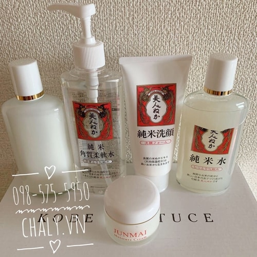 Mình da khô, nhạy cảm, lỗ chân lông to, sử dụng cả bộ skincare mầm gạo của bijin nuka thấy cải thiện được