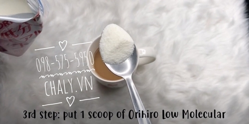 Chất bột trắng mịn của collagen Orihiro dạng bột uống nội địa Nhật
