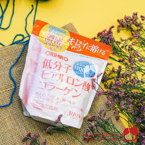 Mỗi gói bột collagen Orihiro 11000mg hyaluronic acid 180g uống trong 30 ngày