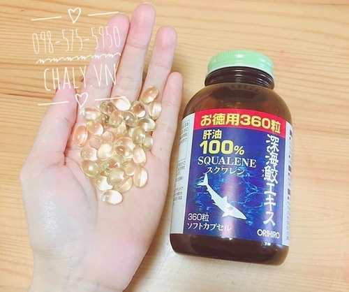 Viên dầu gan cá squalene Orihiro 360v Nhật có dạng viên con nhộng, không mùi vị rất dễ uống, mang lại nhiều tác dụng tốt về cả sức khoẻ và sắc vóc